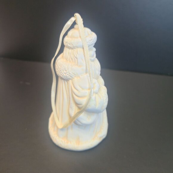 Vintage Old World Santa Bell Christmas Ornament White moving feet St Nick figure - Picture 5 of 12